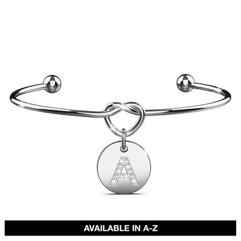 Fancy Alphabet Letter Initial Bangle in White Gold